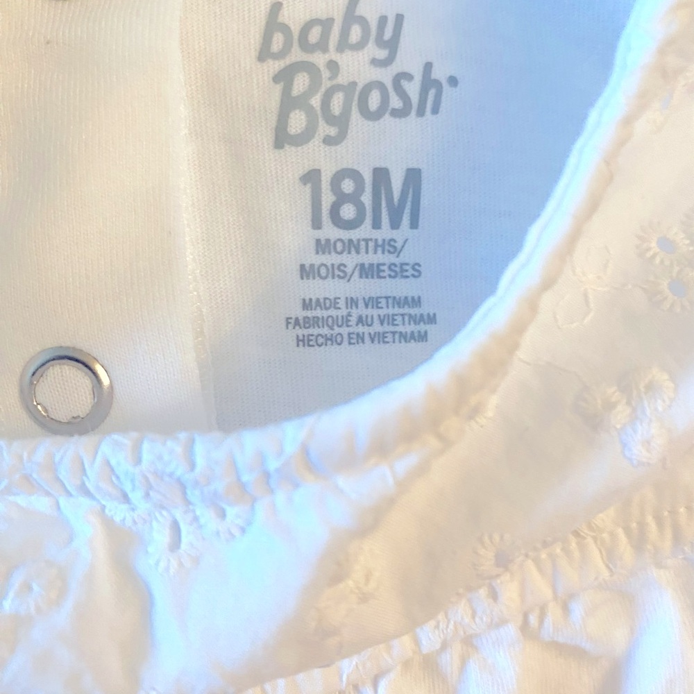 NWOT Baby B’Gosh White Romper with Wide Brim Floppy Hat Size 18 Months - Picture 6 of 12
